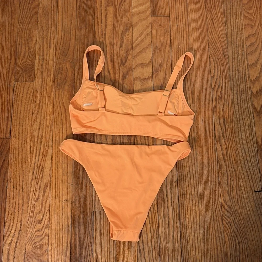 Andie Bikini Set Hanalei Top Cheeky Bikini Bottom Papaya Orange‎ size Small NWOT